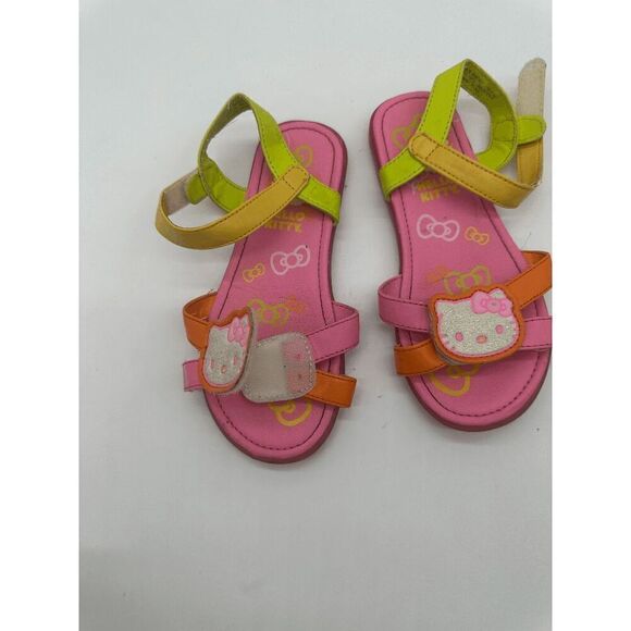 Hello Kitty Kids Sandals For Girls with Straps Hook & Loop Sz 12 Neon Multicolor - Picture 8 of 8